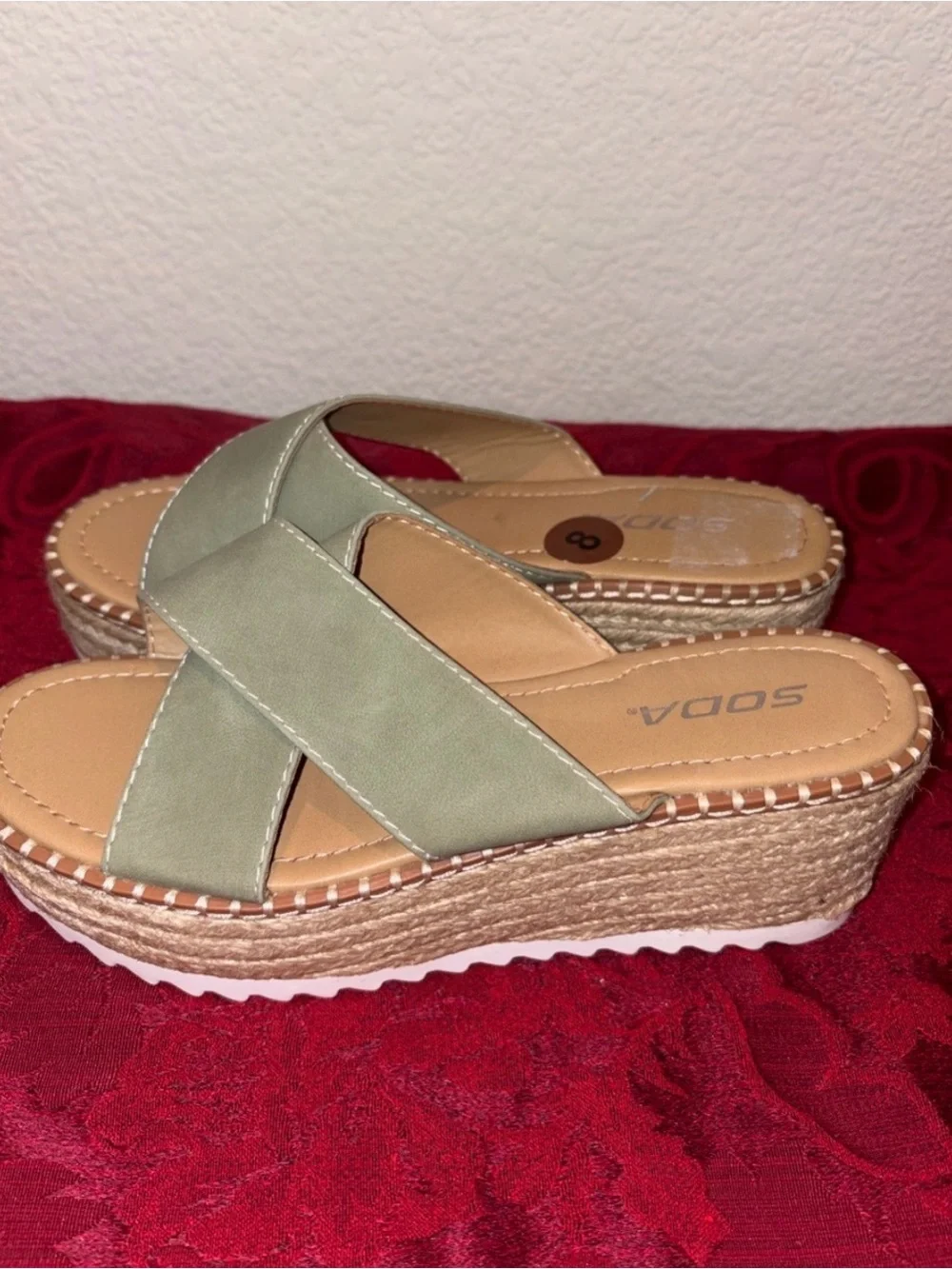 Soda Thyme Criss-Crossed Espadrille Platform Slides Sz 8 NWOT